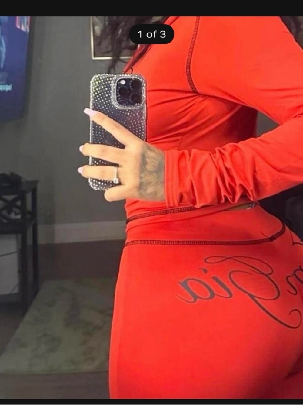 I am Gia Red Two-Piece Active Set with Script Detail